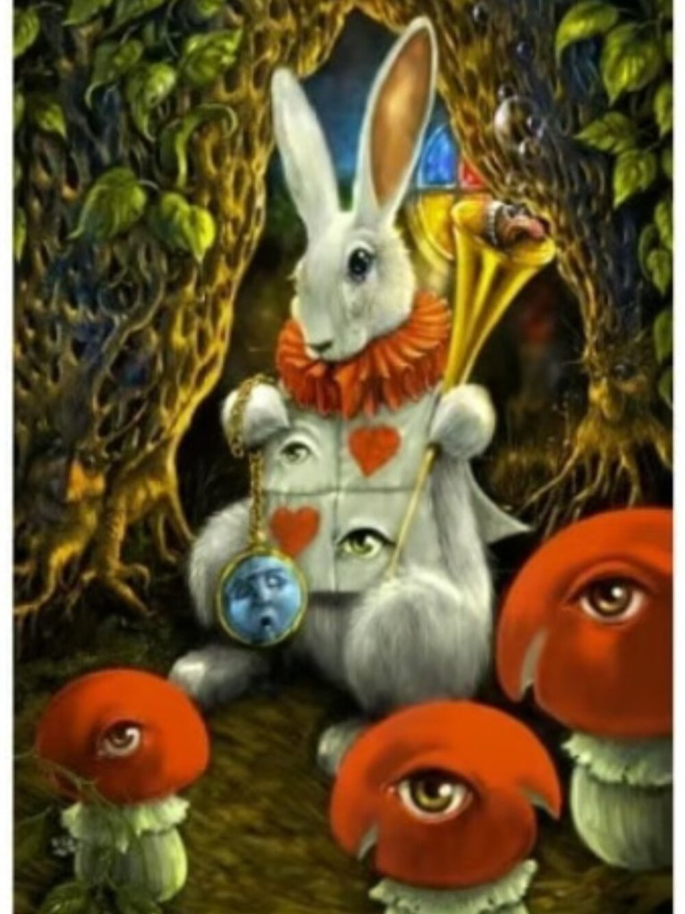 White Rabbit Heady Art Print Tapestry ~ 30" x 45" ~ w/Corner Loops ~ Brand New!